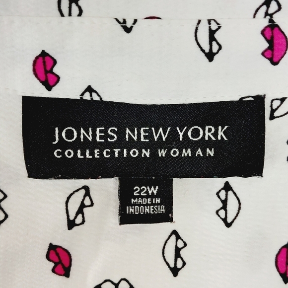 Jones New York Collection Lip Print Fun Long Sleeve Button Down Shirt P2967 - Picture 5 of 8